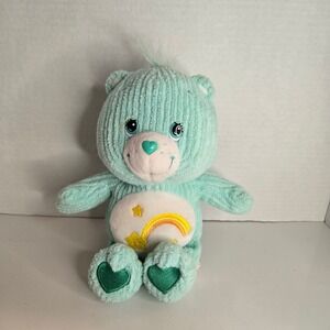 2003 Care Bear Wish Bear Plush Stuffed Mint Green Ribbed Corduroy Texture 7"
